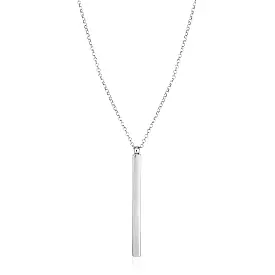 Sterling Silver 24 inch Necklace with Long Polished Bar Pendant