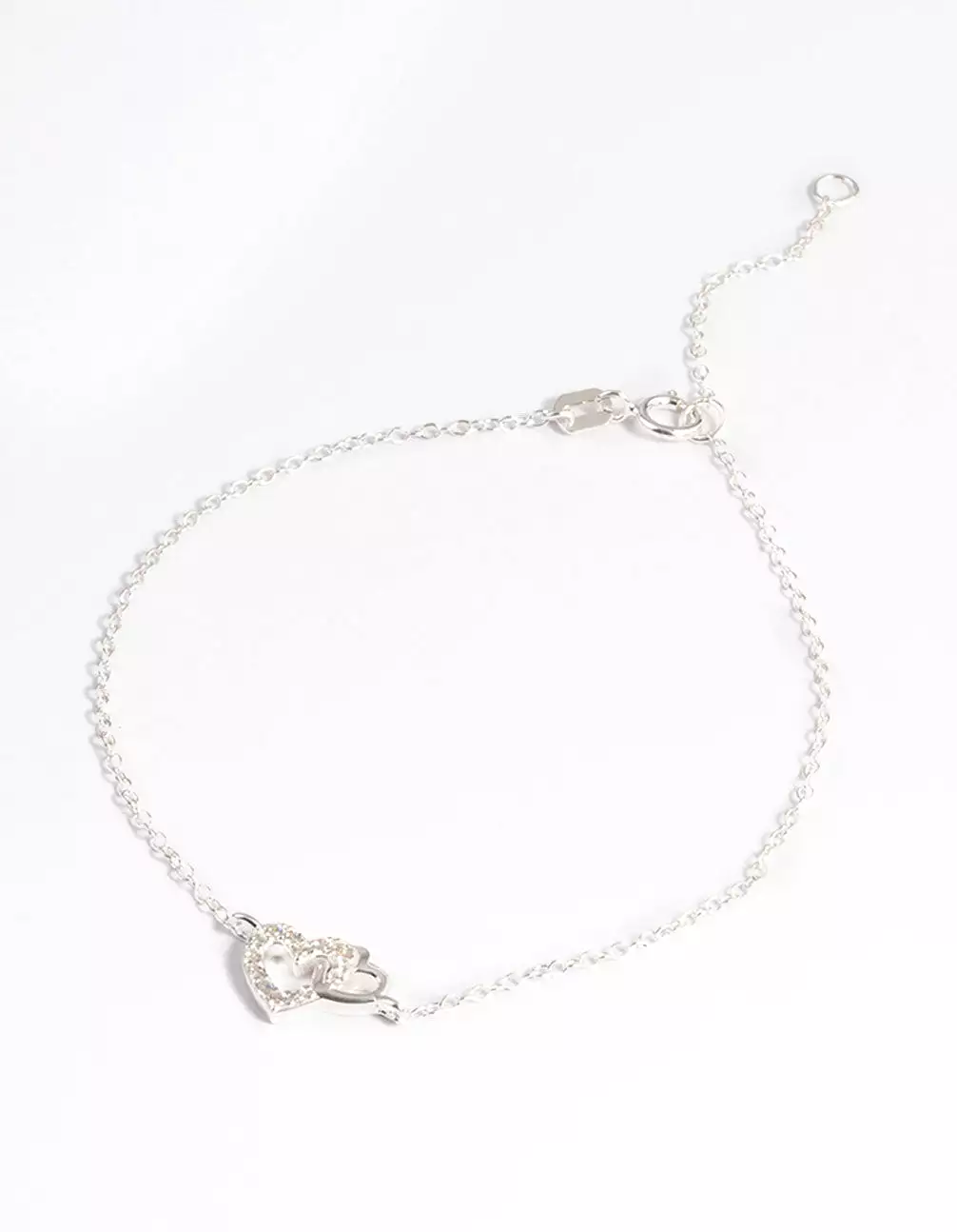 Sterling Silver Cubic Zirconia Heart Link Bracelet