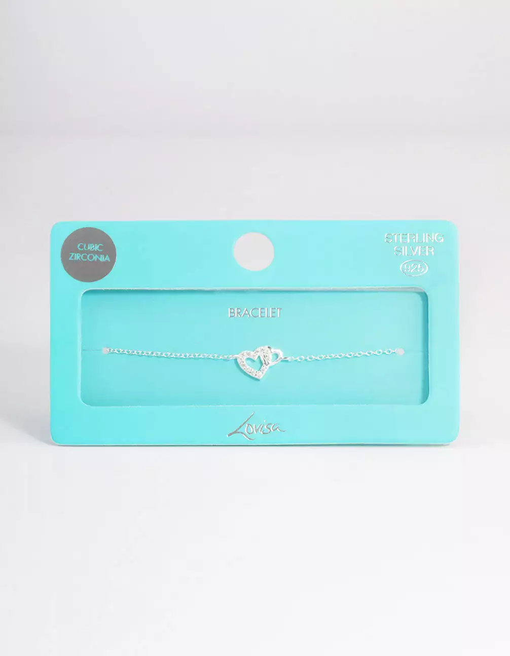 Sterling Silver Cubic Zirconia Heart Link Bracelet