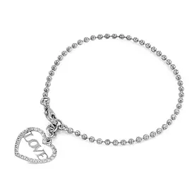 Sterling Silver Heart LOVE Charm Bracelet