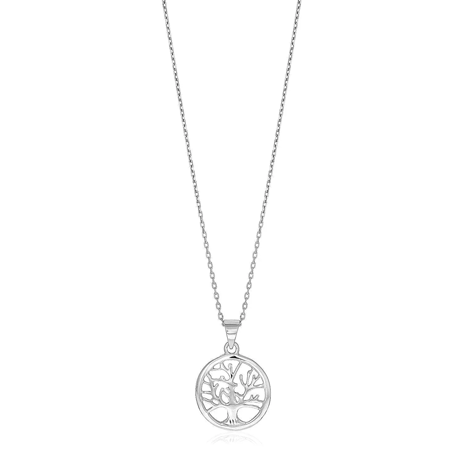 Sterling Silver inch Round Tree of Life Necklace