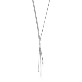 Sterling Silver Three Strand Lariat Necklace with Polished Bars