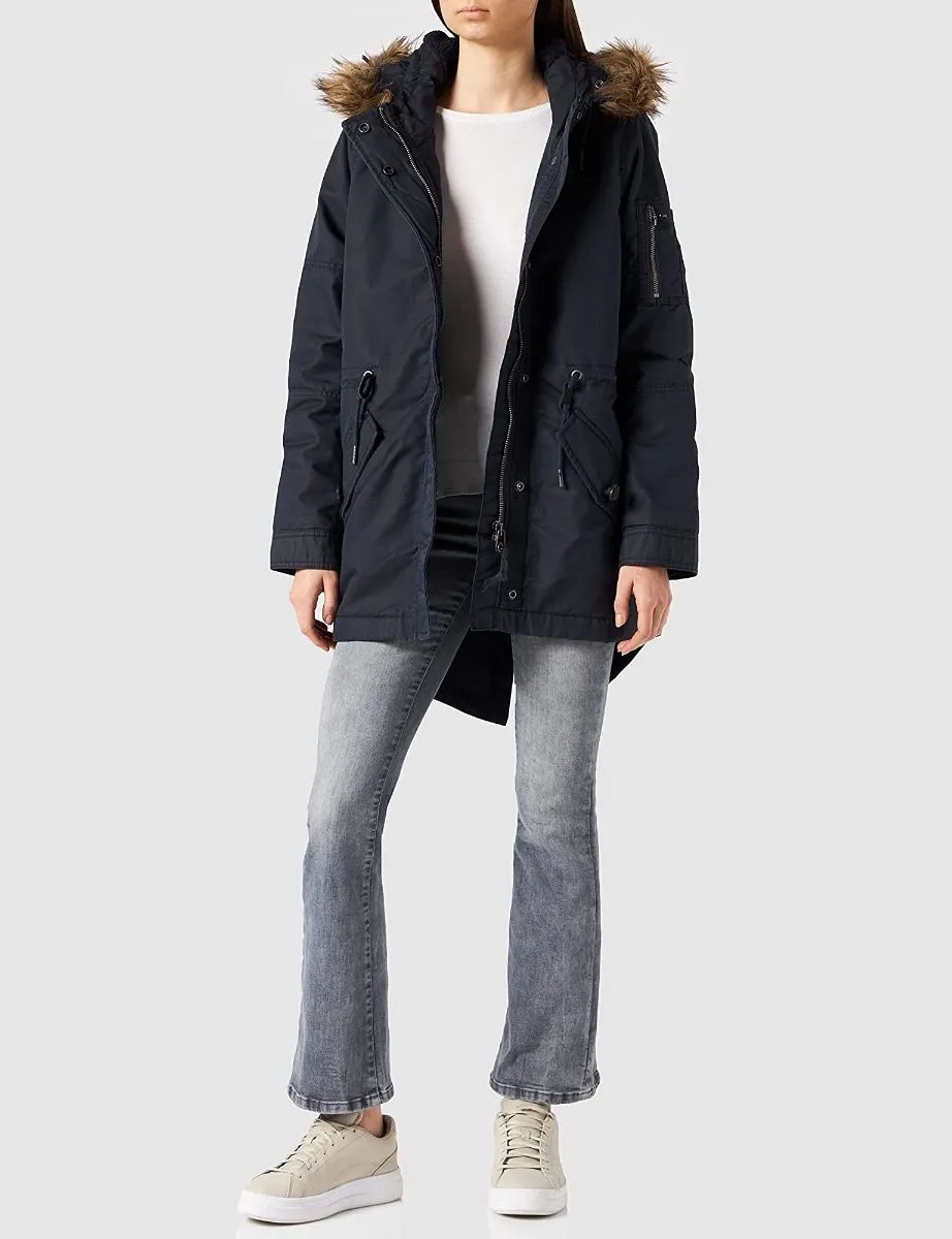 Superdry Womens Military Fishtail Parka Jackets Scout Navy