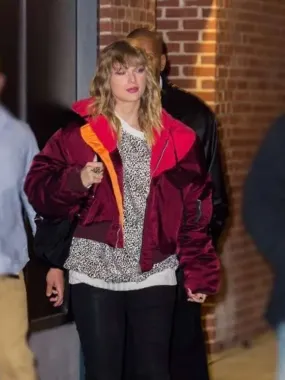 Taylor Swift Burgundy Bomber Jacket - New American Jackets