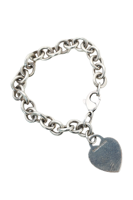 Tiffany & Co Sterling Silver Chain Link Heart Pendant Bracelet