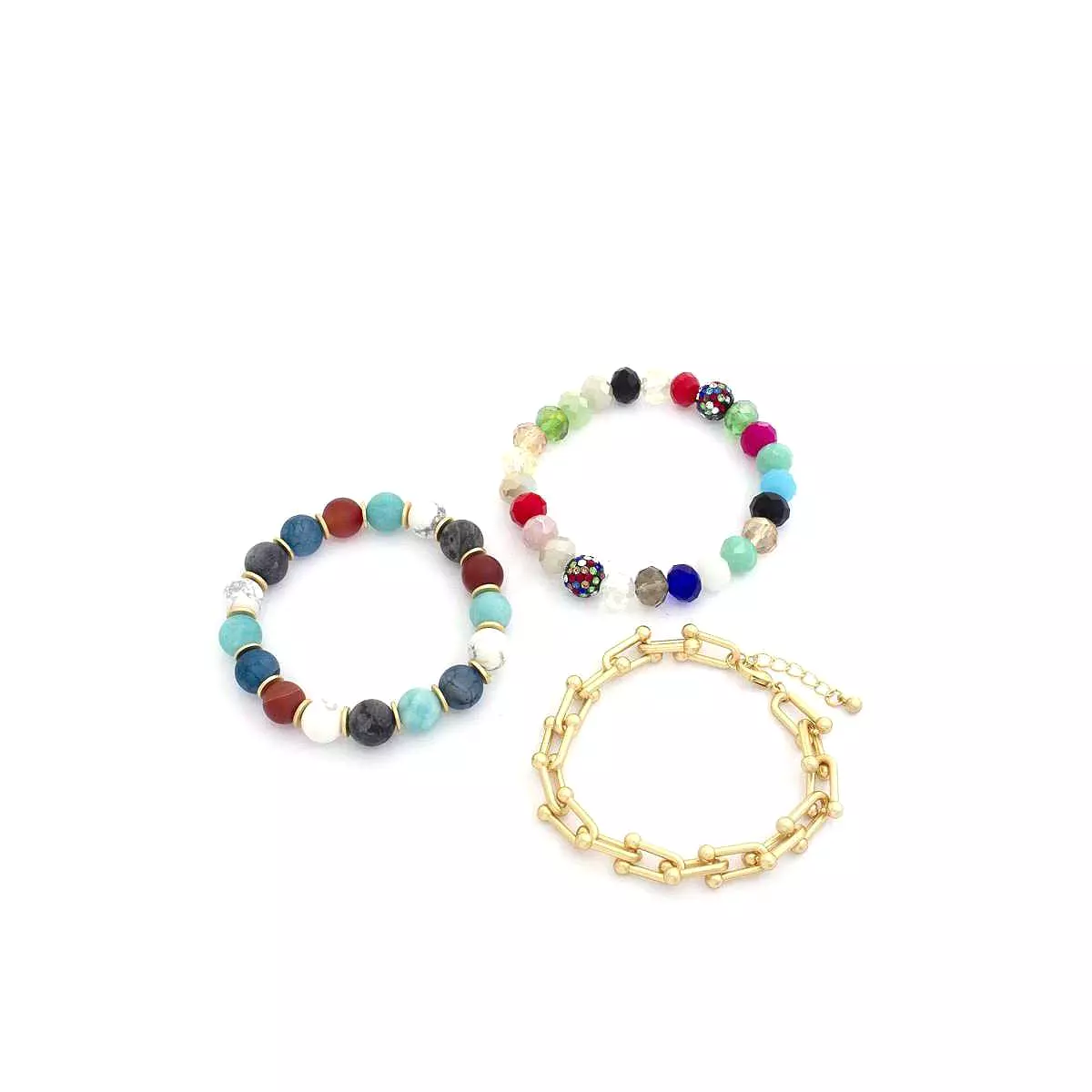 U Link Stone Beaded Bracelet Set.