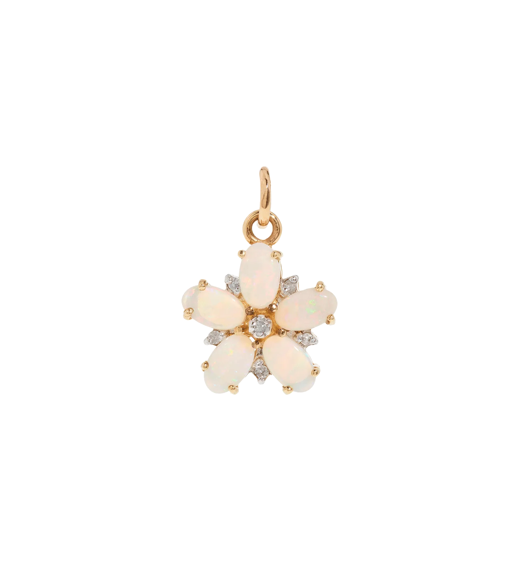 Vintage Lingering Winter Flower Opal Charm