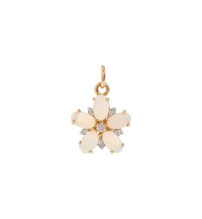 Vintage Lingering Winter Flower Opal Charm