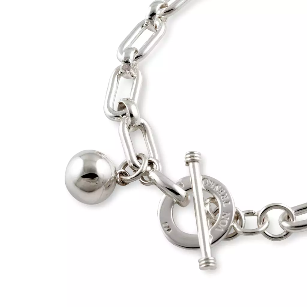 Von Treskow Sterling Silver VT LINK BRACELET WITH VT DISC & SILVER BALL