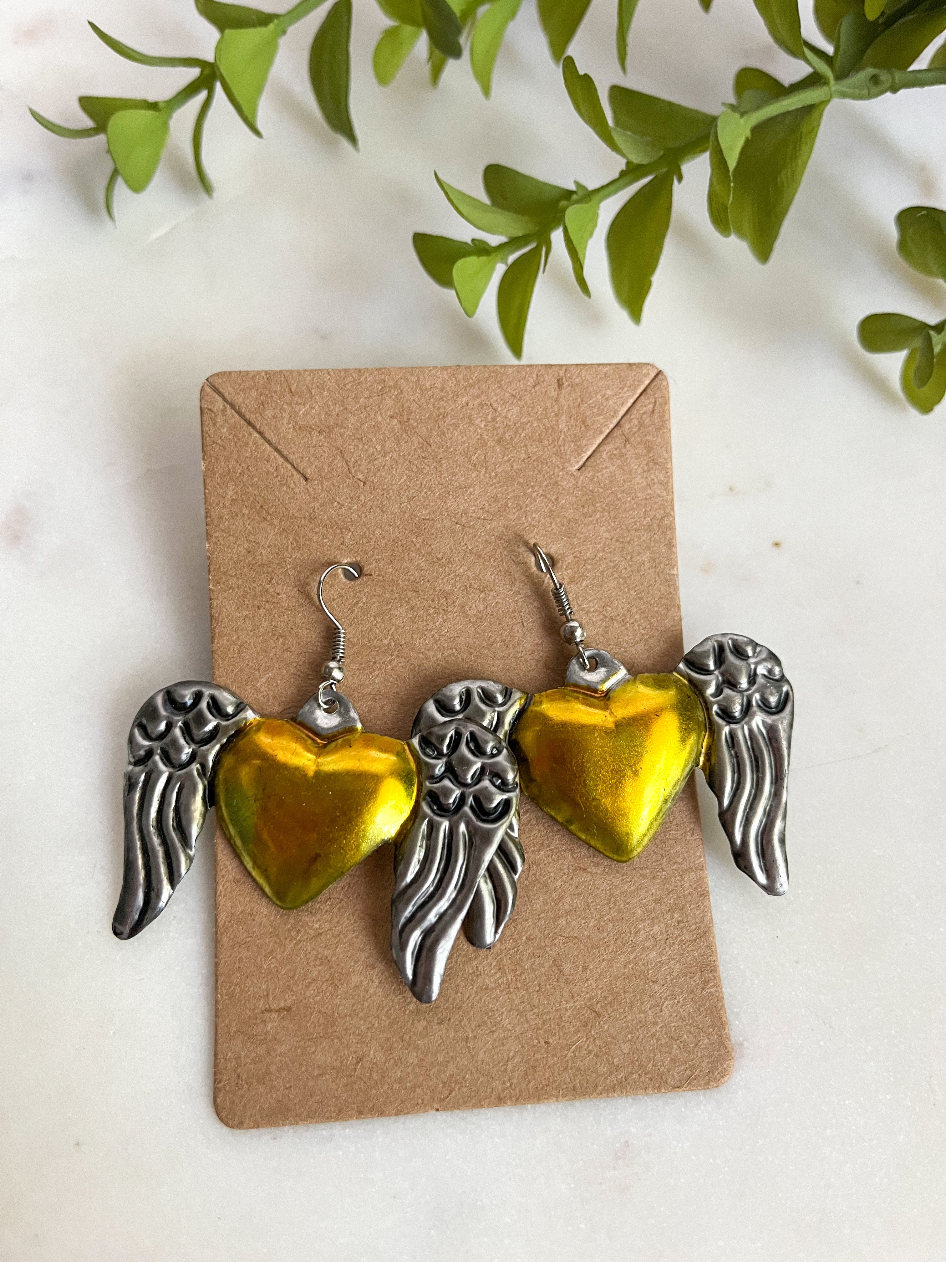 Wing heart earrings