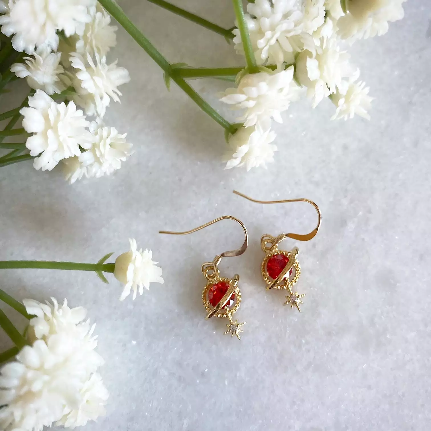 Wisteria London Orion Red Planet And Star Earrings