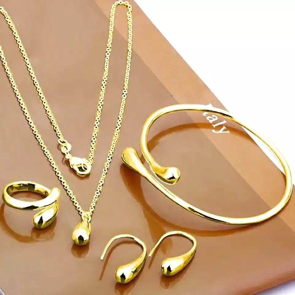 Women 4Pcs Fashion Necklace Earrings Opening Ring Bracelet jewelry sets necklace set S785947