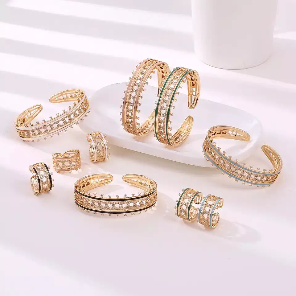 Women Fashion Cuff Bangle Ring Set