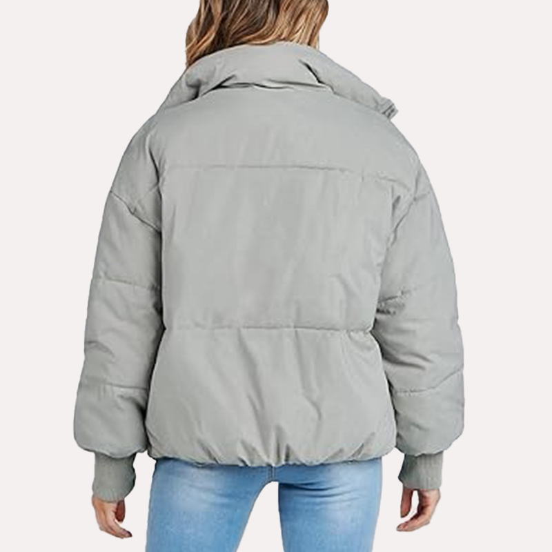 Womens Grey Puffer Jacket | Womens Puffer Grey Winter Jacket