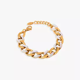 Zircon Titanium Steel Chunky Chain Link Bracelet