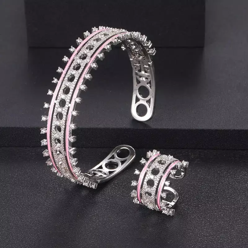 Zirconia Full Jewelry Sets For Women Party Bracelet And Ring - S4602667